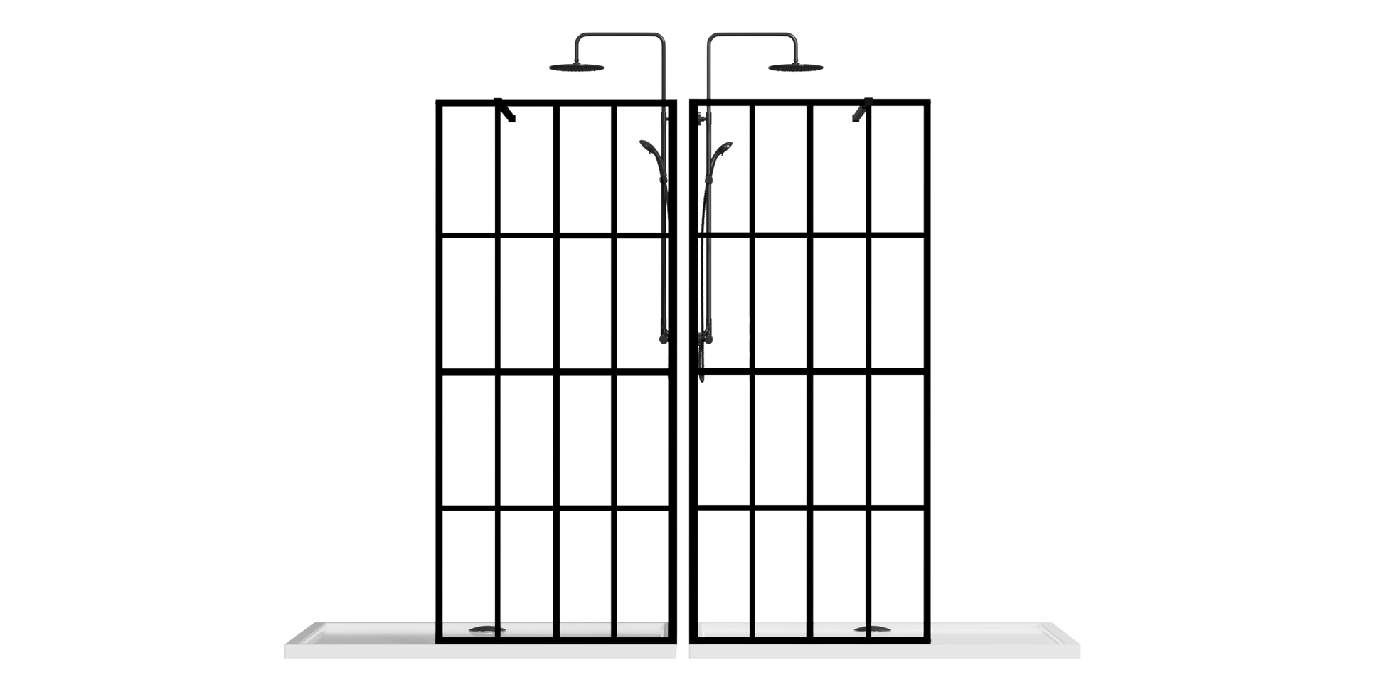 Goodyo 46" X 72" Shower Screen Walk In Wet Room Black Black Tempered Glass