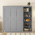 Queen Size Murphy Bed Wall Bed With Shelves,Gray Gray Solid Wood Mdf