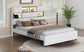 Queen Size Upholstered Platform Bed With Led, Storage And Usb, Beige Box Spring Not Required Queen Beige Wood Bedroom Solid Wood Mdf