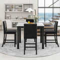 5 Piece Counter Height Dining Table Set With One Faux Marble Top Dining Table And Four Velvet Upholstered Chairs,Black Black Mdf