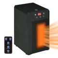 Electric Space Heater For Indoor Use, 1500W Fast Heating Portable Electric Heater With Infrared Quartz Heat Element, Thermostat, 3 Modes, Remote, 12H Timer Black Plastic