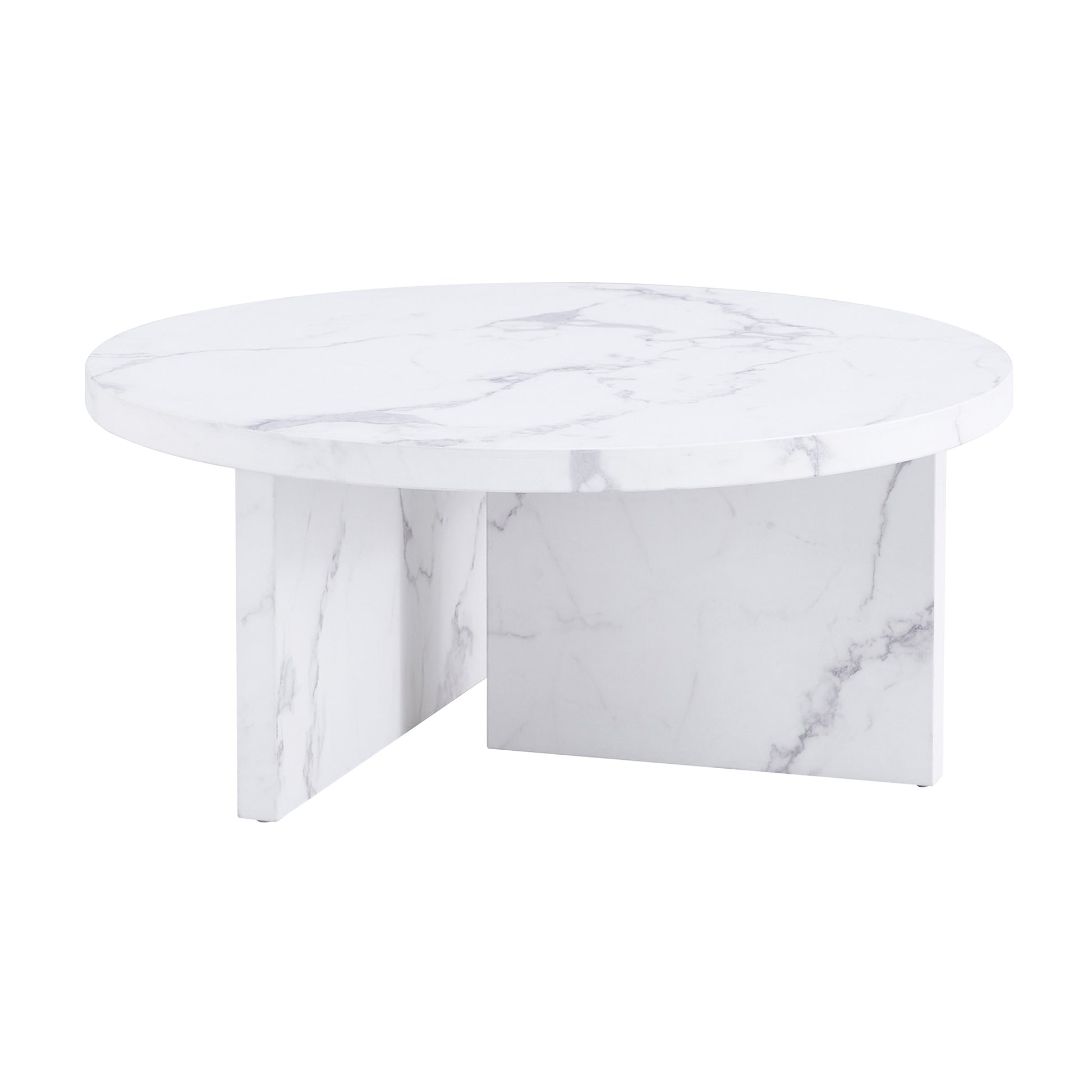 A White Mdf Material Circular Patterned Coffee Table, A 31.4 Inch White Center Table, Modern Coffee Table, Suitable For Small Spaces And Living Rooms. White Mdf