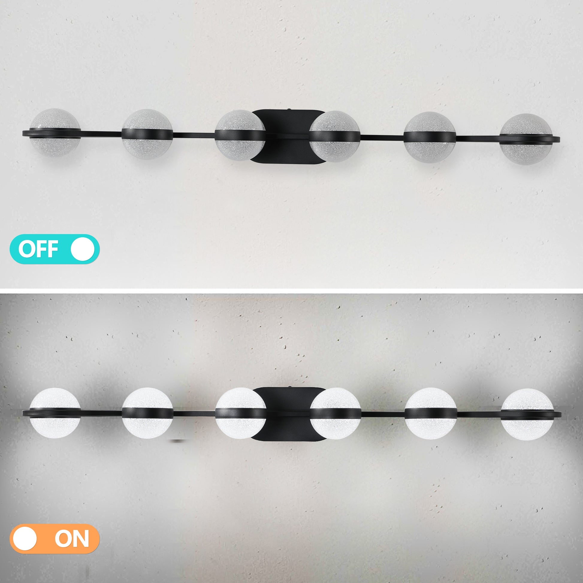 Vanity Lights With 6 Led Bulbs For Bathroom Lighting Black Black Modern Acrylic