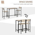 3 Piece Bar Table And Chairs, Industrial Dining Table Set For 2, Counter Height Kitchen Table With Bar Stools, Breakfast Table Set For 2 For Small Space, Natural Natural Mdf