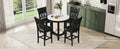 5 Piece Counter Height Dining Round Table Set With One Faux Marble Top Dining Table And Four Pu Leather Chairs,Dark Espresso Espresso Mdf