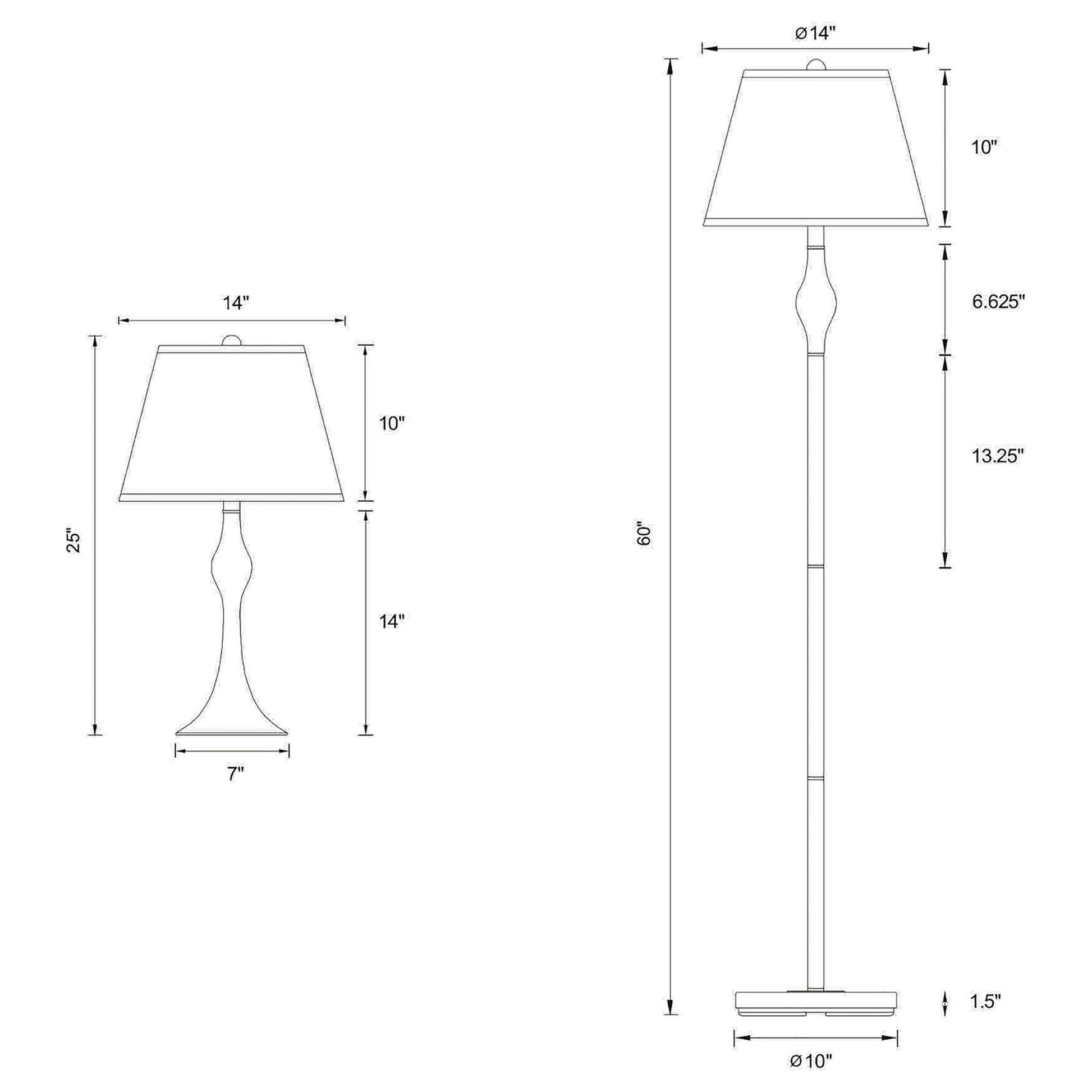 Beige And Brushed Nickel 3 Piece Lamp Set Silver Table&Floor Lamps Contemporary,Modern Living Room Metal