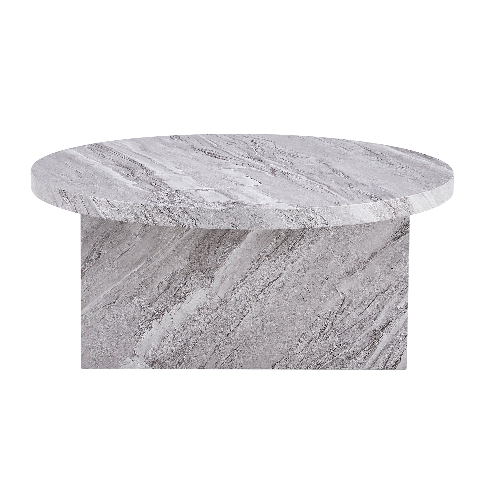 Gray Mdf Material Circular Textured Coffee Table, 31.4 Inch Gray Middle Table, Modern Coffee Table, Suitable For Small Spaces, Living Room. Gray Mdf