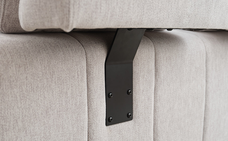 91.73" L Shaped Sofa Sectional Sofa Couch With 2 Stools And 2 Lumbar Pillows For Living Room, Light Grey Light Grey Chenille