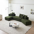 Curved Modular Sectional Sofa For Living Room, Oversized L Shaped Couch With Chaise Lounge Sofa Set, Upholstered Sofa With 3 Back Pillows & 2 Throw Pillow, For Home Office, Green Green Wood Primary Living Space Medium Soft Modern Foam Sherpa 6 Seat