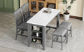 5 Piece Counter Height Dining Table Set With Built In Storage Shelves,Grey Grey Mdf