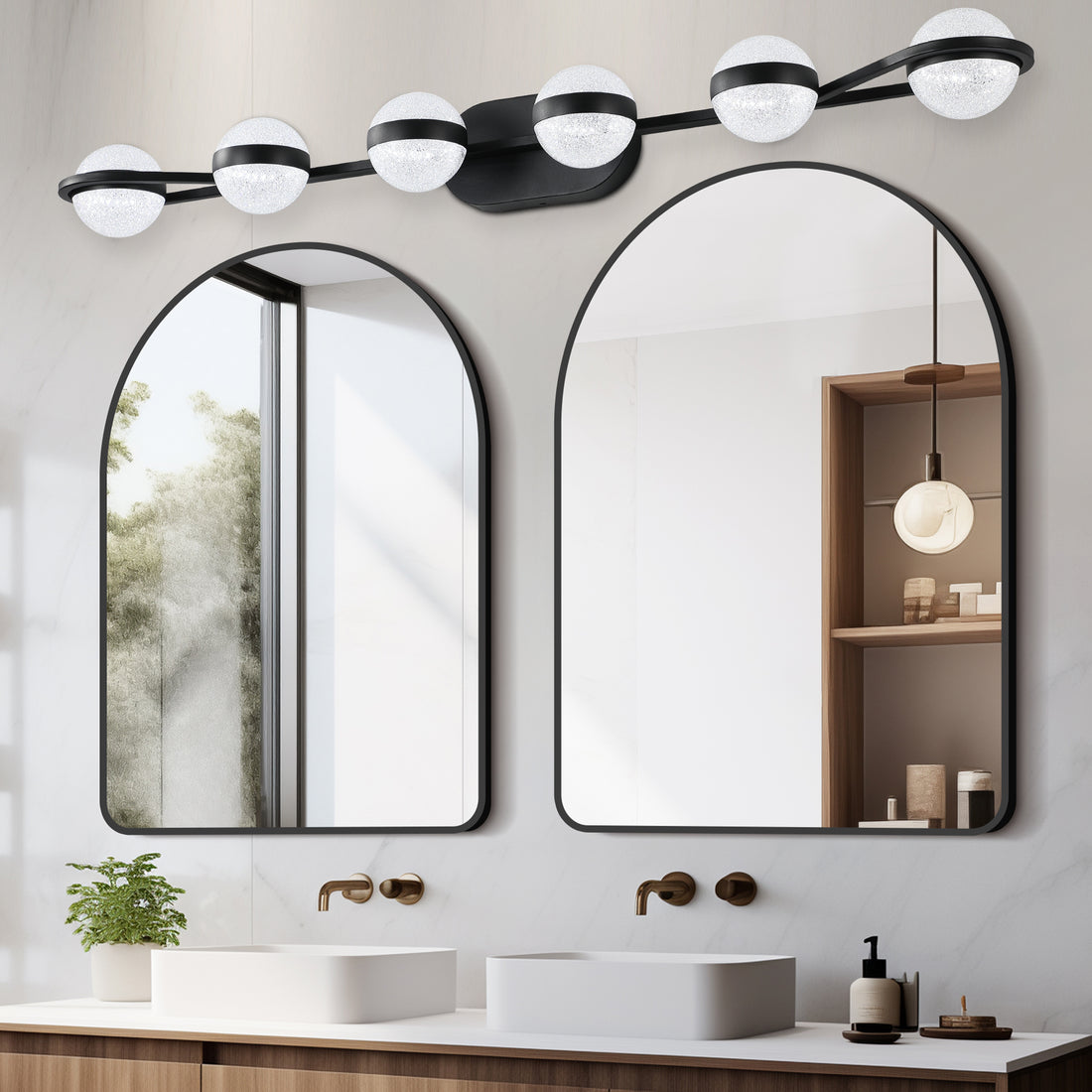 Vanity Lights With 6 Led Bulbs For Bathroom Lighting Black Black Modern Acrylic