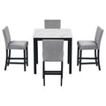 5 Piece Counter Height Dining Table Set With One Faux Marble Top Dining Table And Four Velvet Upholstered Chairs,Grey Grey Mdf