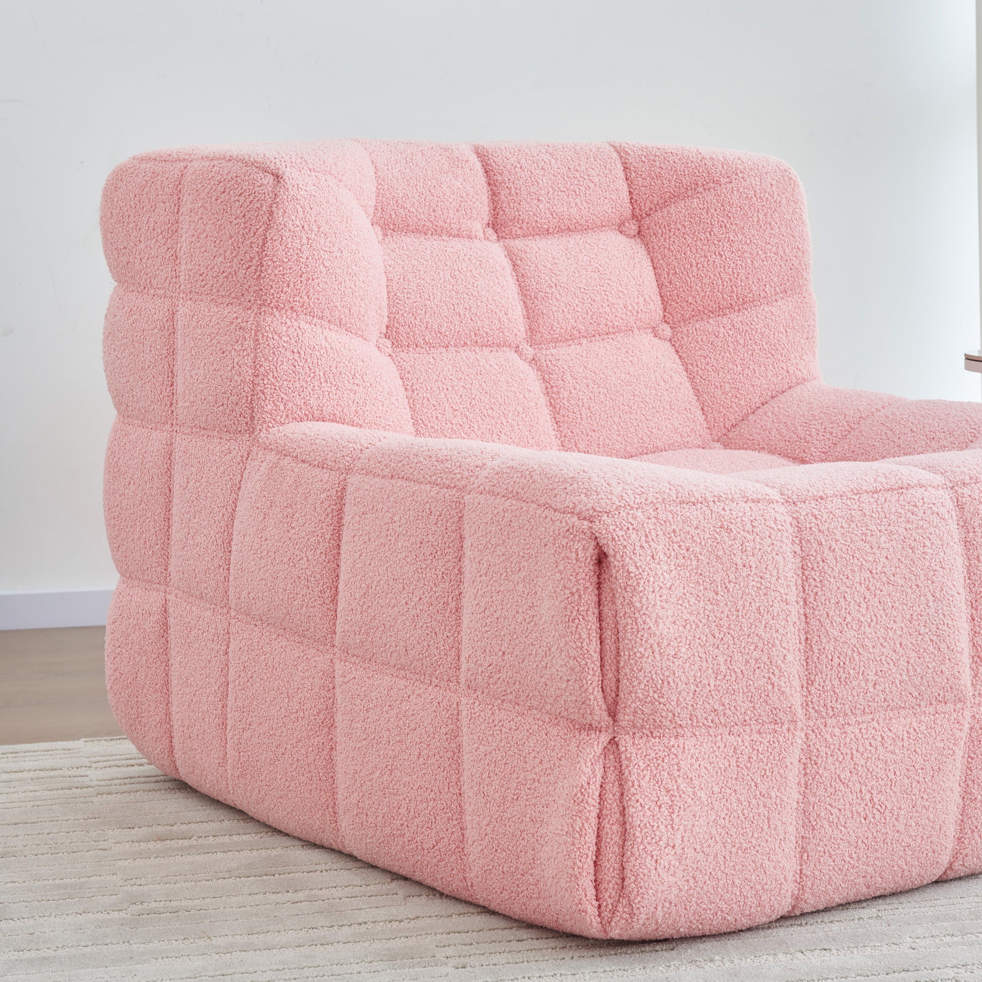 Bean Bag Chair Sofa, Sherpa Beanbag Chair Couch For Adults, Armless Tufted Bean Bag Lounge Soft Comfy Chair For Bedroom, Living Room Or Balcony Pink Pink Foam