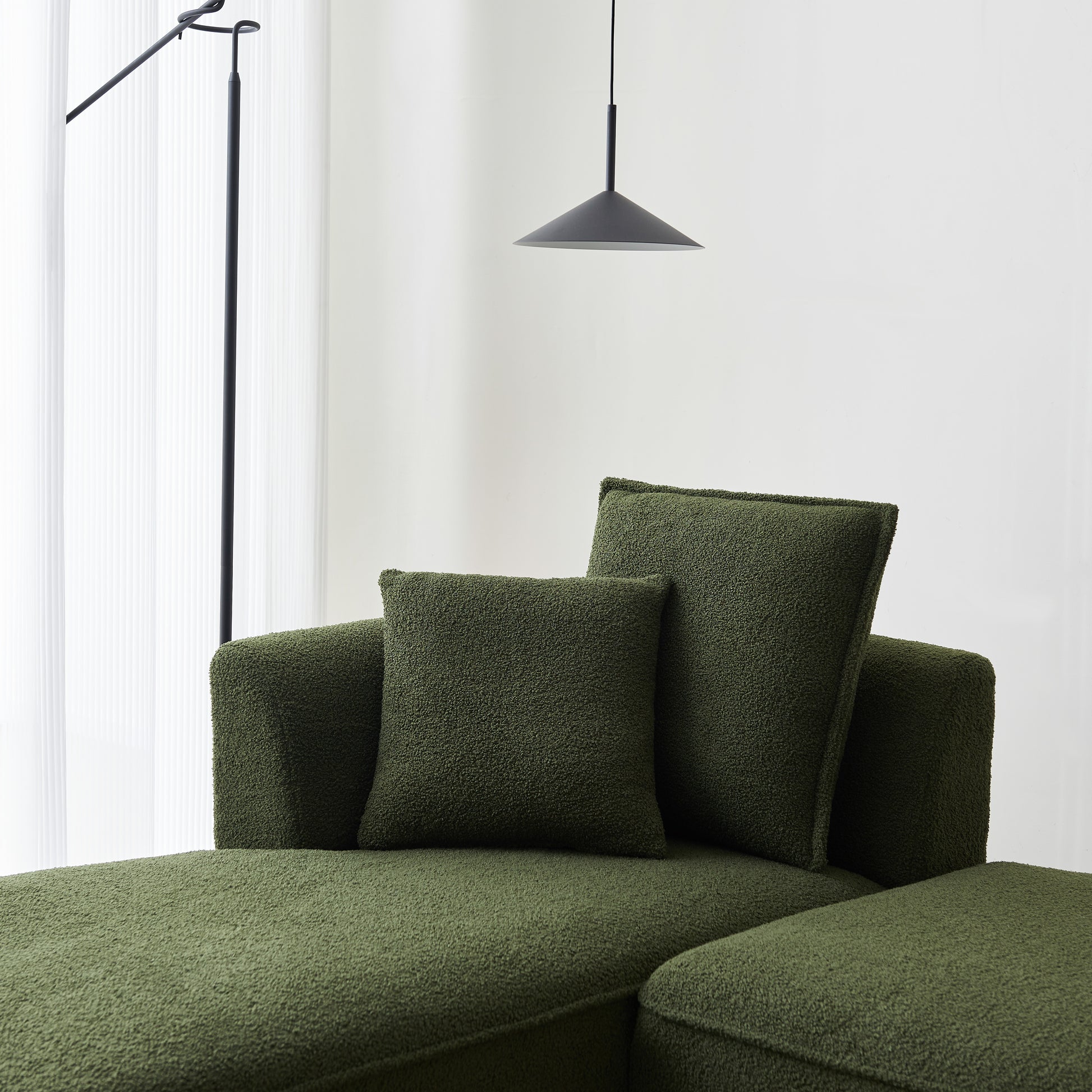 Curved Modular Sectional Sofa For Living Room, Oversized L Shaped Couch With Chaise Lounge Sofa Set, Upholstered Sofa With 3 Back Pillows & 2 Throw Pillow, For Home Office, Green Green Wood Primary Living Space Medium Soft Modern Foam Sherpa 6 Seat