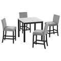 5 Piece Counter Height Dining Table Set With One Faux Marble Top Dining Table And Four Velvet Upholstered Chairs,Grey Grey Mdf