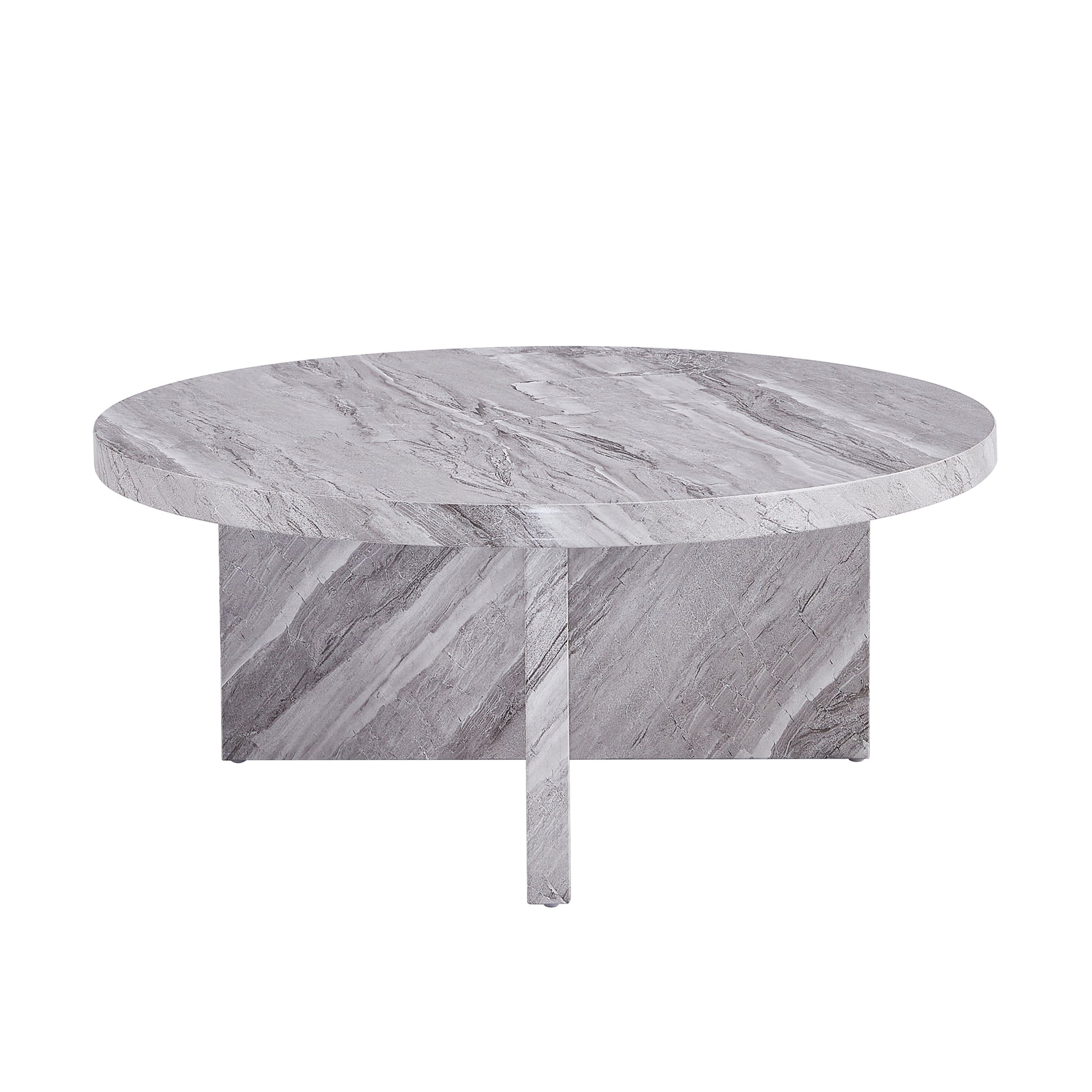 Gray Mdf Material Circular Textured Coffee Table, 31.4 Inch Gray Middle Table, Modern Coffee Table, Suitable For Small Spaces, Living Room. Gray Mdf