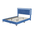 Queen Size Upholstered Bed Frame With Led Lights,Modern Velvet Platform Bed With Tufted Headboard,Blue Blue Velvet