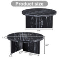 Black Mdf Material Circular Coffee Table With Texture, 31.4 Inch Black Middle Table, Modern Tea Table, Suitable For Small Spaces, Living Room. Black Mdf