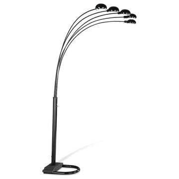 Satin Black 5 Light Floor Lamp Black Table&Floor Lamps Contemporary,Modern Living Room Metal