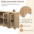 Retro Sideboard Glass Door with Curved Line natural wood-mdf