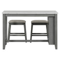 5 Piece Counter Height Dining Table Set With Built In Storage Shelves,Grey Grey Mdf