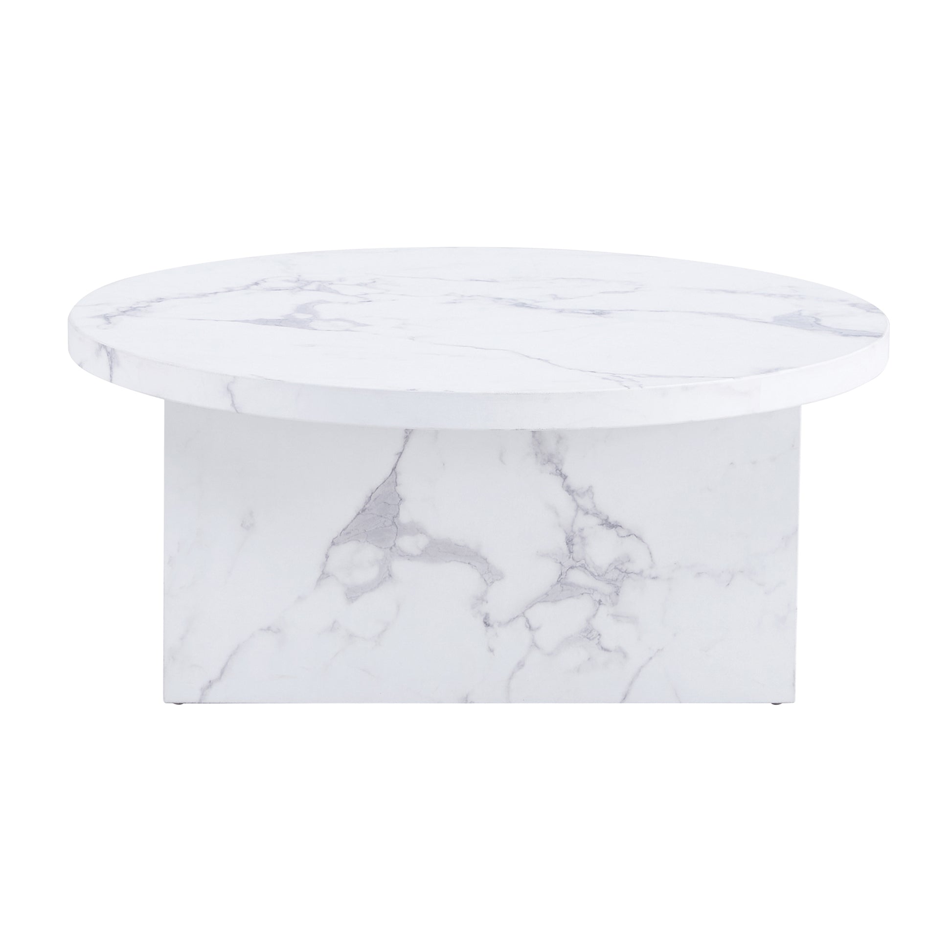 A White Mdf Material Circular Patterned Coffee Table, A 31.4 Inch White Center Table, Modern Coffee Table, Suitable For Small Spaces And Living Rooms. White Mdf