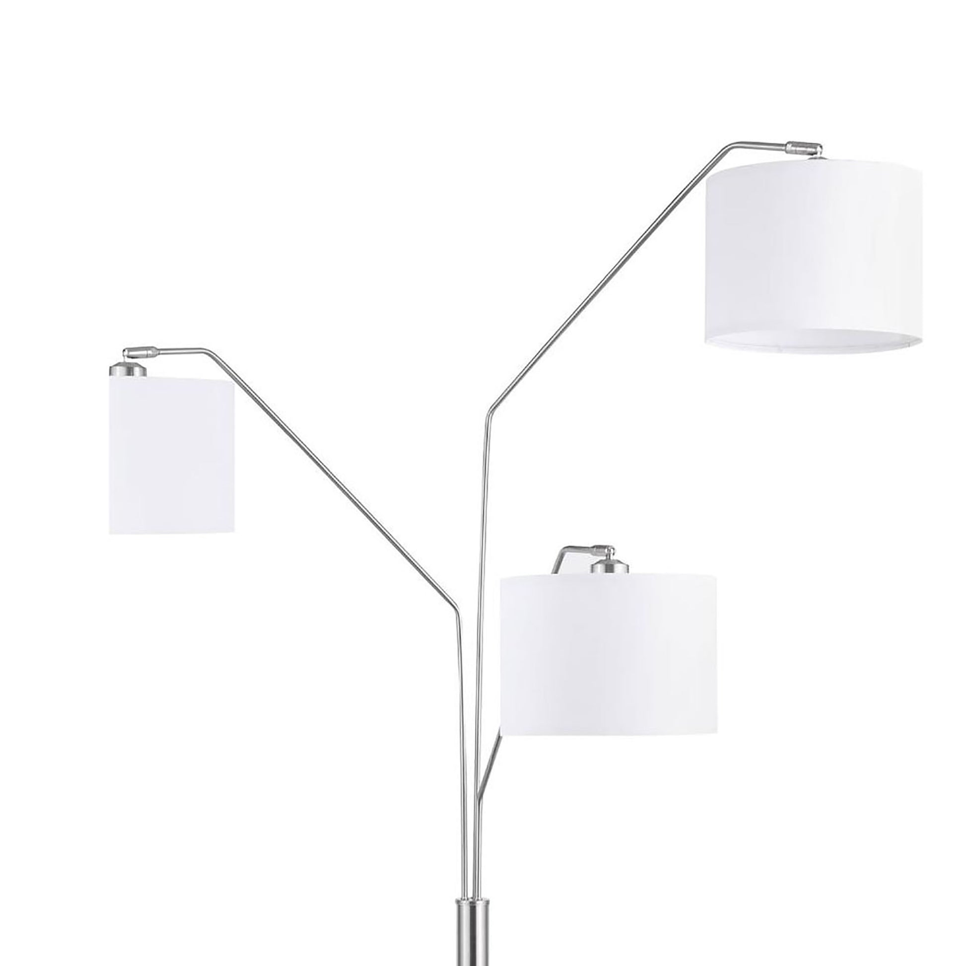 White And Stain Nickel Trio Drum Shade Floor Lamp Silver Table&Floor Lamps Contemporary,Modern Living Room Metal