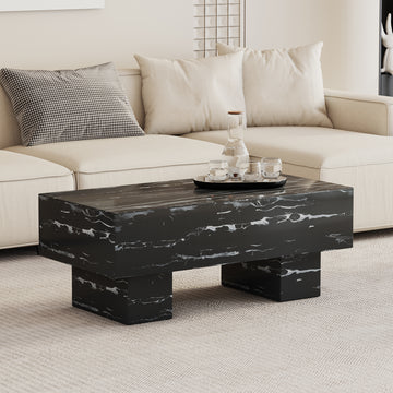 The Black Coffee Table Has Patterns. Modern Rectangular Table, Suitable For Living Rooms And Apartments. 43.3"*21.6"*17.2" Black Mdf