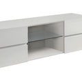 Glossy White 4 Drawer Tv Console White Primary Living Space 50 59 Inches 60 69 Inches Contemporary,Modern 60 Inches Wood