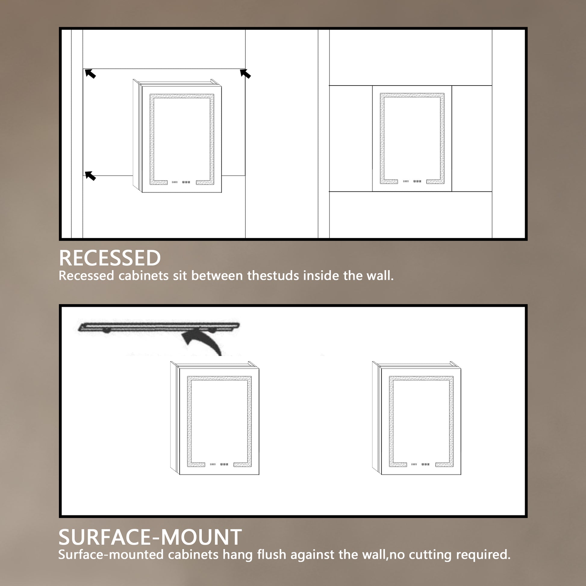 Lighted Medicine Cabinet 24 X 32 Inch, Recessed Or Surface Led Medicine Cabinet, Clock, Room Temp Display,Defog,Night Light,Stepless Dimming,3000K 6400K, Outlets & Usbs,Hinge On The Left. Silver Aluminium