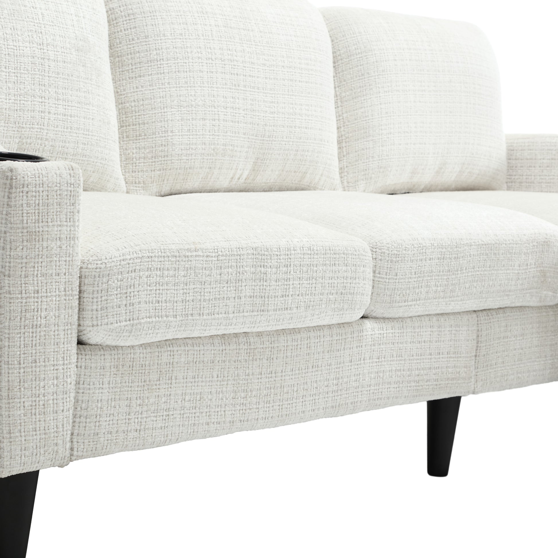 United Storage Sofa Living Room Sofa Cozy Sectional Sofa Beige Chenille 3 Seat