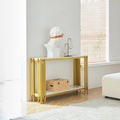 2 Tier Faux Marbling Console Table, Living Room Sofa Table, Modern Narrow Entryway Table, Hallway Entrance Table, Adjustable Feet, For Entrance, Hallway,Gold Gold Primary Living Space Rectangular Open Storage Coffee & End Tables Mdf Metal