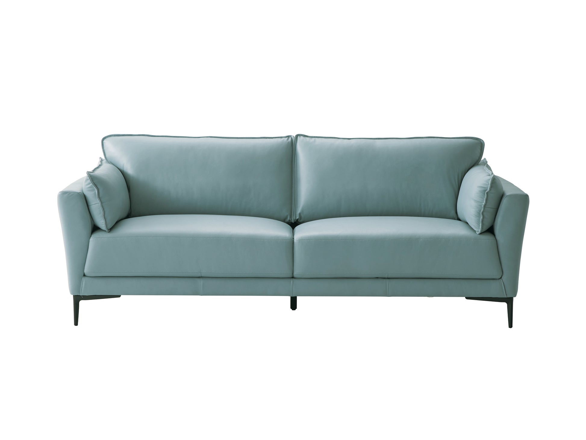Mesut Sofa, Light Blue Top Grain Leather & Black Finish Lv02387 Light Blue Leather