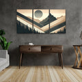 3 Panels Framed Abstract Wood Grain Boho Style Mountain & Canvas Wall Art Decor,3 Pieces Mordern Canvas Decoration Painting For Office,Dining Room,Living Room, Bedroom Decor 2436In Thickness 1.5Inch