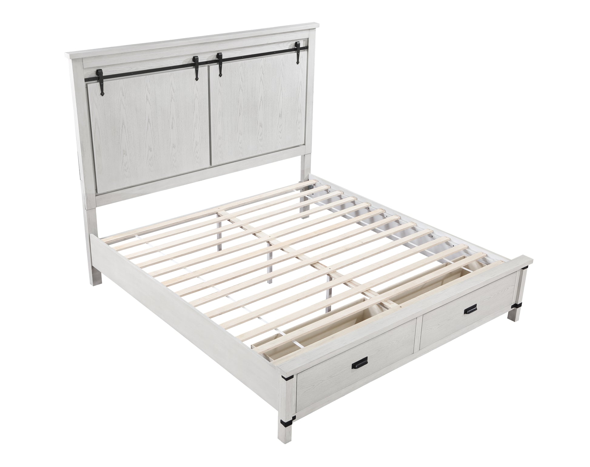 Loretta Modern Style King Bed Made With Wood In Antique White Box Spring Not Required King Antique White Wood White Bedroom Modern Slat Beds Solid Wood Mdf Wood