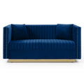 Contemporary Vertical Channel Tufted Velvet Sofa blue-foam-velvet