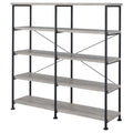 Grey Driftwood And Black Double Wide Bookcase 4 Grey Gray Standard Horizontal Office Open Back Wood Farmhouse,Rustic Wood