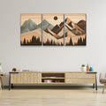 3 Panels Framed Abstract Wood Grain Style Mountain & Forest Canvas Wall Art Decor,3 Pieces Canvas Decoration Painting For Office,Dining Room,Living Room, Bedroom Decor 2436In Thickness 1.5Inch Rectangle Framed Multicolor Oversized 41In Canvas Nature