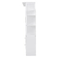 Full Size Murphy Bed Wall Bed With Shelves, Drawers And Led Lights,White White Mdf Lvl