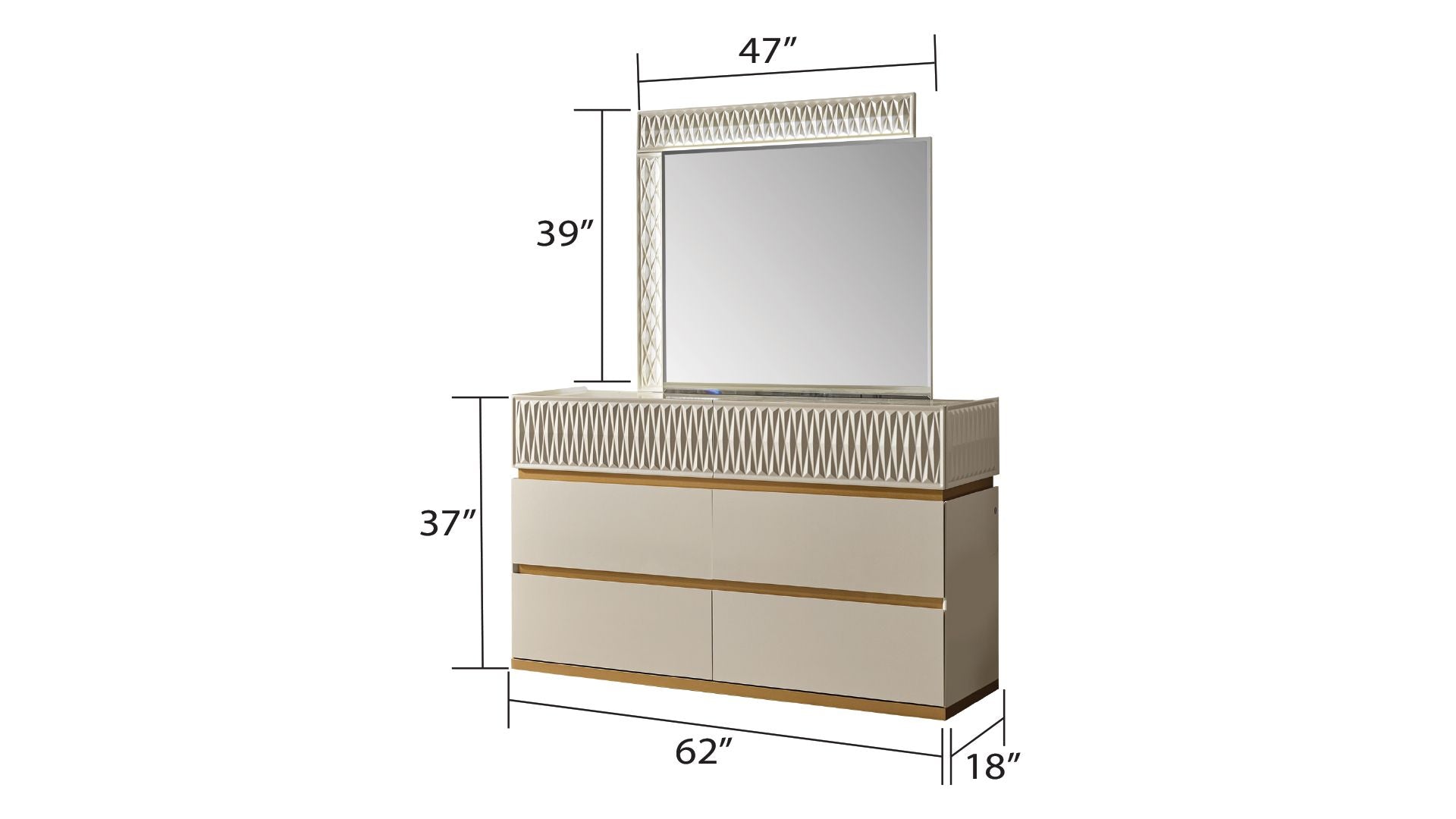 Delfano Modern Style Mirror Made With Wood In Beige Beige Bedroom Contemporary,Modern Mirror Included Solid Wood Mdf Wood