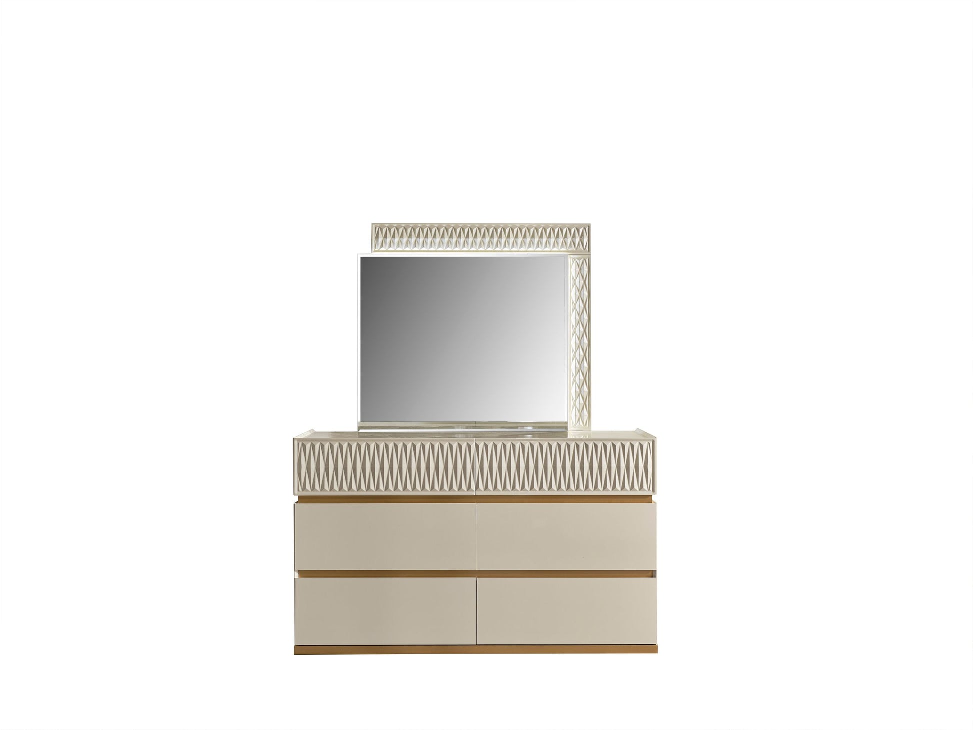 Delfano Modern Style Mirror Made With Wood In Beige Beige Bedroom Contemporary,Modern Mirror Included Solid Wood Mdf Wood