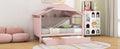 Wood Twin Size House Bed With Trundle And Storage, Pink Box Spring Not Required Twin Pink Wood Bedroom Bed Frame Solid Wood Mdf