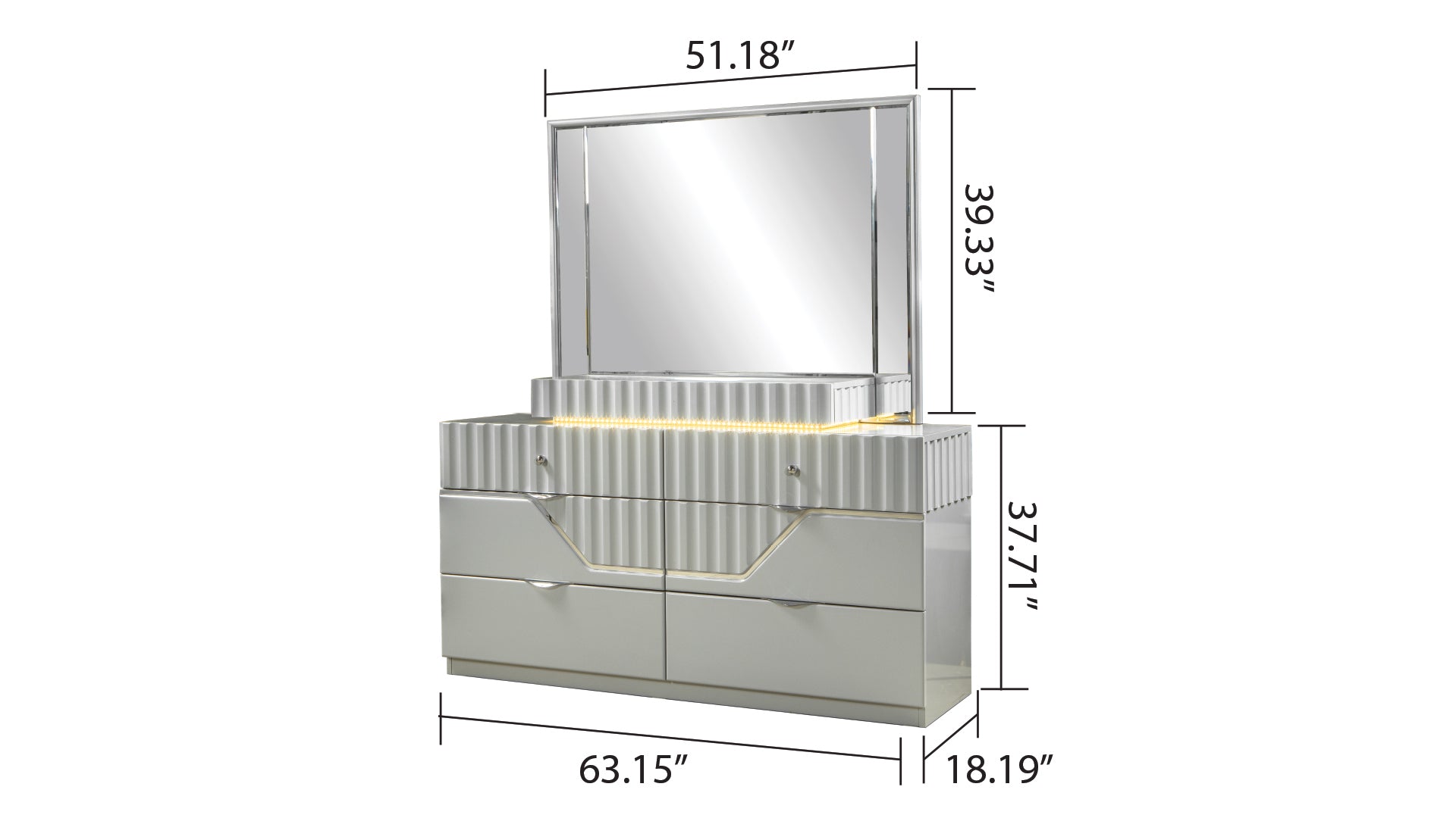 Da Vinci Modern Style 6 Drawer Dresser Made With Wood In Gray Gray Bedroom Contemporary,Modern Solid Wood Mdf Wood