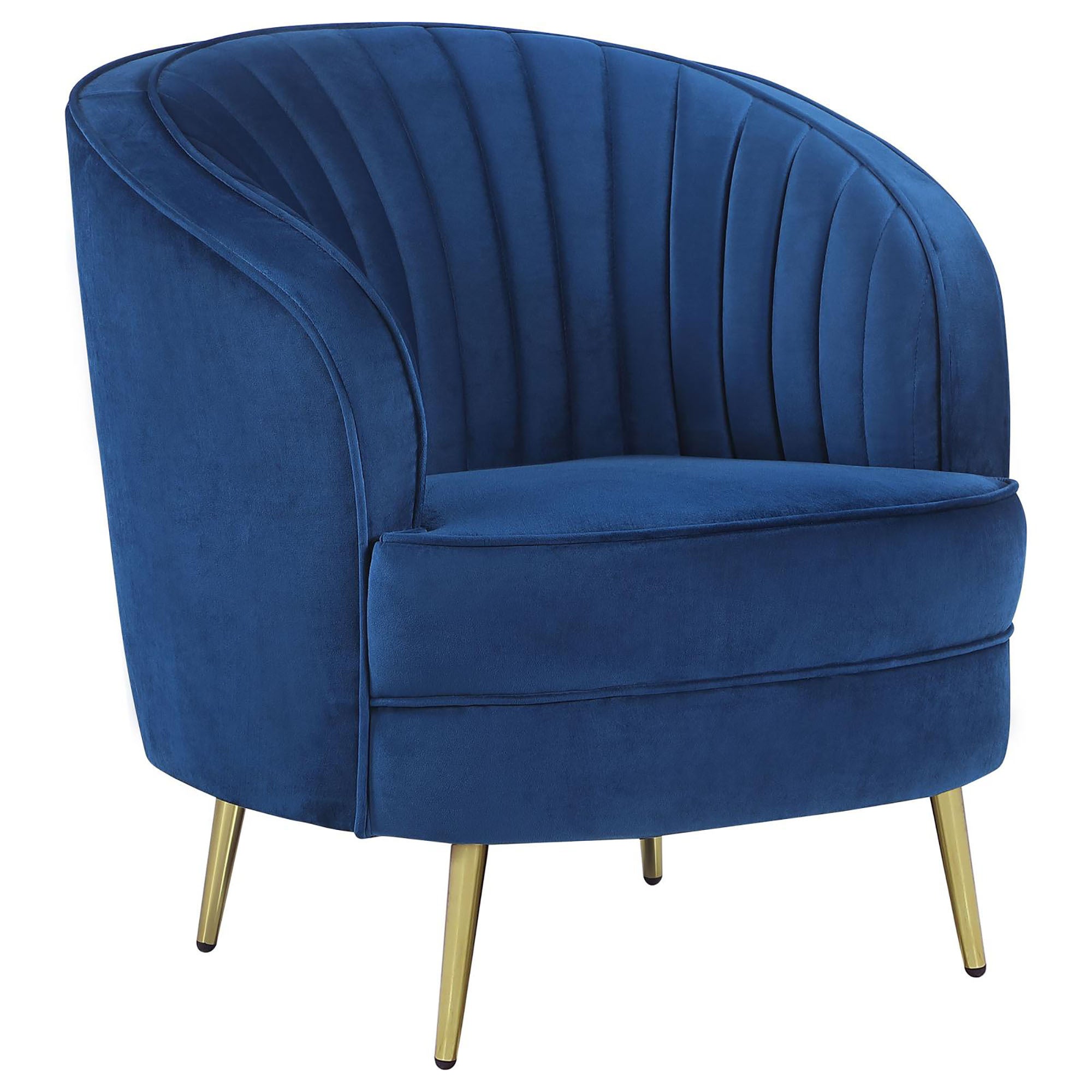 Blue Channel Tufted Chair Solid Blue Primary Living Space Contemporary,Modern Accent Chairs Solid Back Foam Upholstered