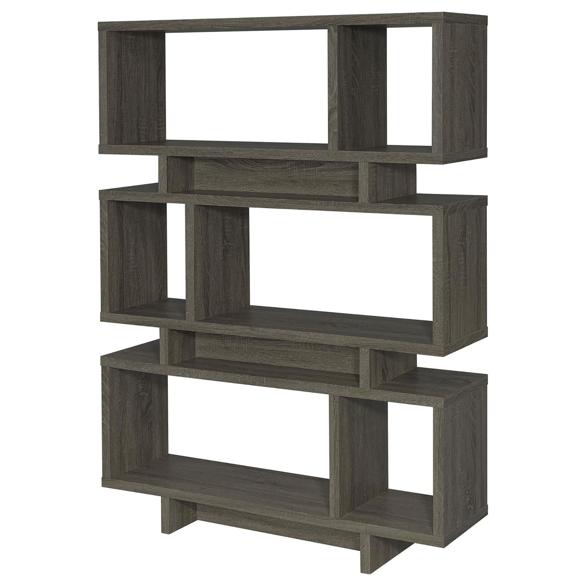 Weathered Grey 5 Shelf Bookcase 5 Grey Gray Horizontal Office Open Back Wood Contemporary,Modern Wood