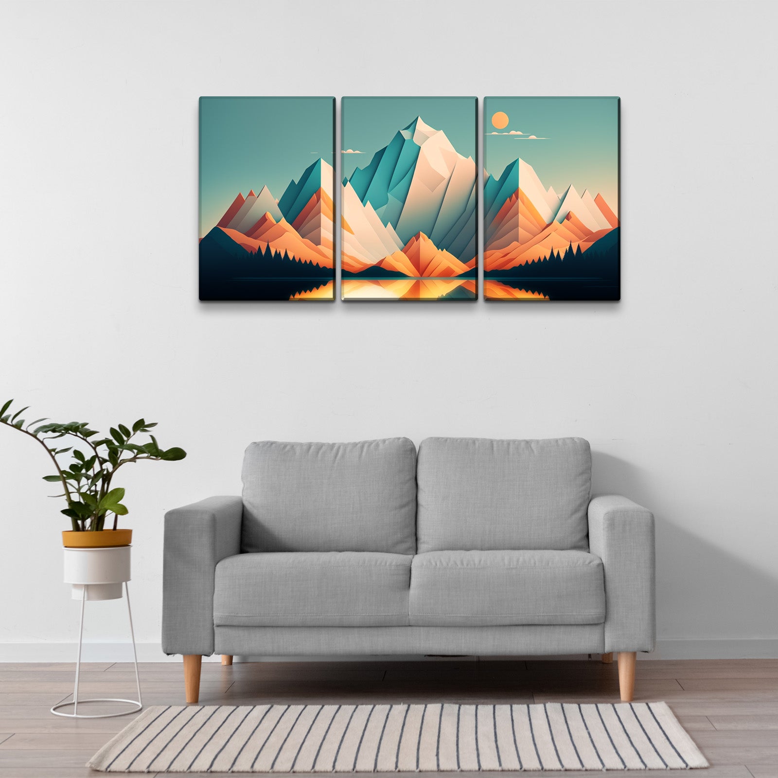 3 Panels Framed Abstract Wood Grain Boho Style Mountain & Forest Canvas Wall Art Decor,3 Pieces Mordern Canvas Decoration Painting For Office,Dining Room,Living Room, Bedroom Decor Ready To Hang