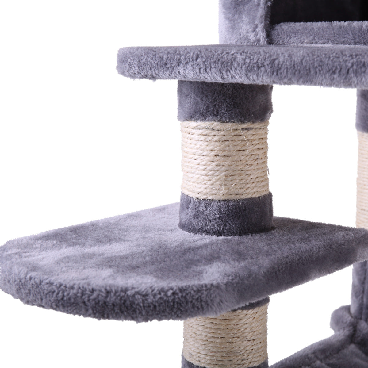 Multi Level Cat Condo With Hammock & Scratching Posts For Kittens Tall Cat Climbing Stand With Plush Toys Light Gray Light Gray Particle Board