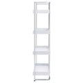 Glossy White 4 Shelf Open Back Bookcase 4 White Standard Horizontal Office Closed Back Wood Contemporary,Modern Wood