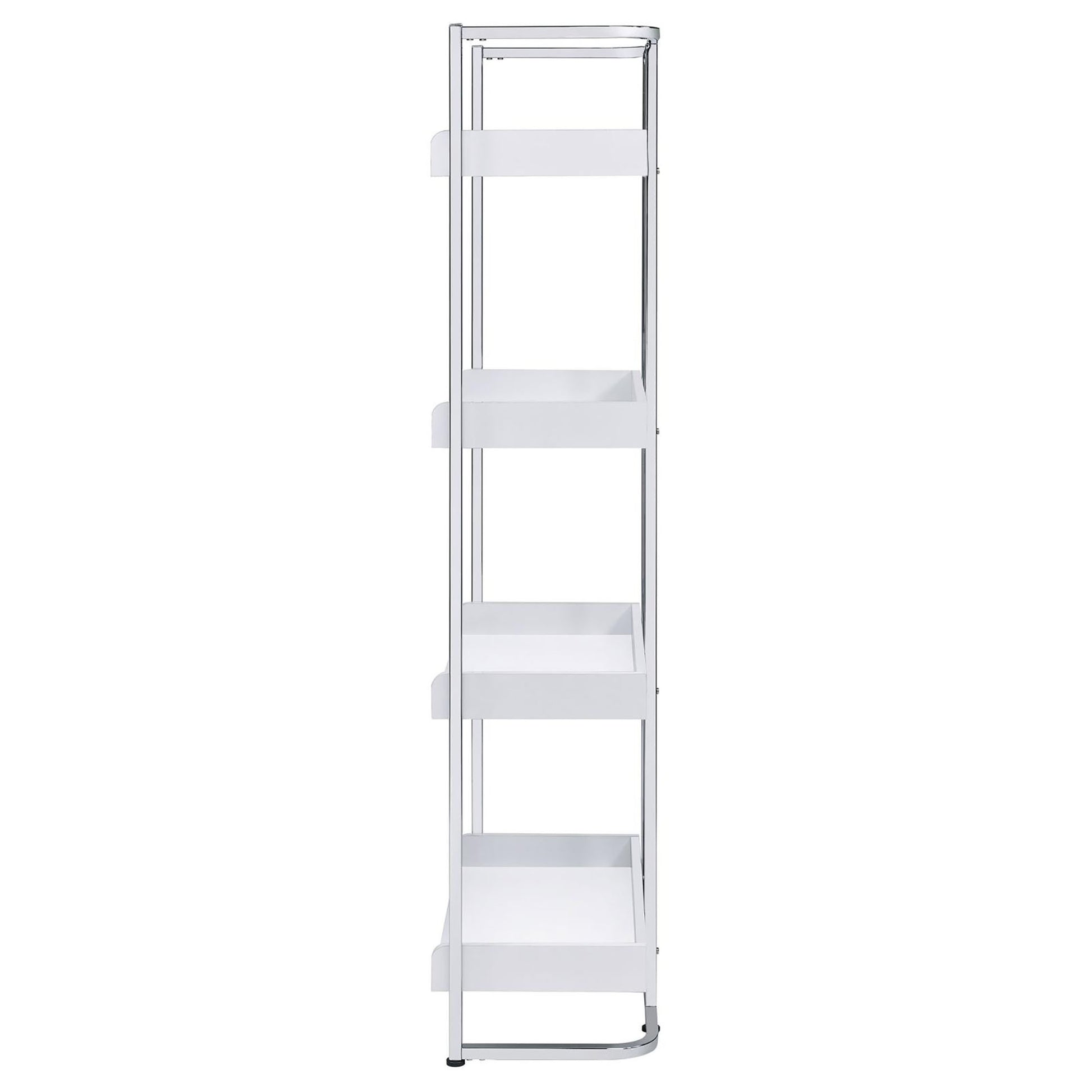 Glossy White 4 Shelf Open Back Bookcase 4 White Standard Horizontal Office Closed Back Wood Contemporary,Modern Wood