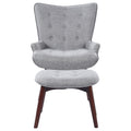 Grey And Brown Tufted Accent Chair With Ottoman Grey Brown Primary Living Space Mid Century Modern Foam Upholstered